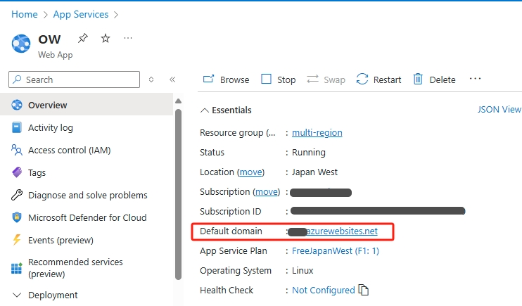 App Service domain